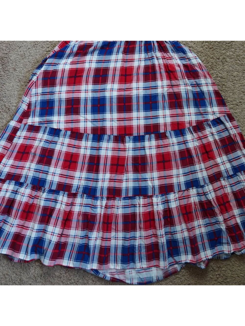 Torrid Tiered Midi Dress Womens Size 1 Plaid Puff Sleeve Cottagecore Peasant - Picture 11 of 12